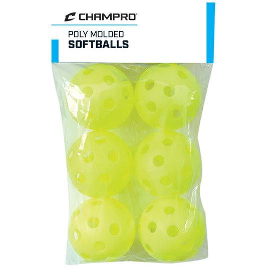 Champro 12" Poly Balls-6 Pk Optic Yel