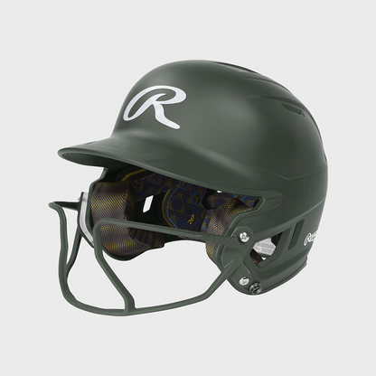 Rawlings Mach Hi-Viz  Matte 1-Tone Batting Helmet With Attached Viz Guard