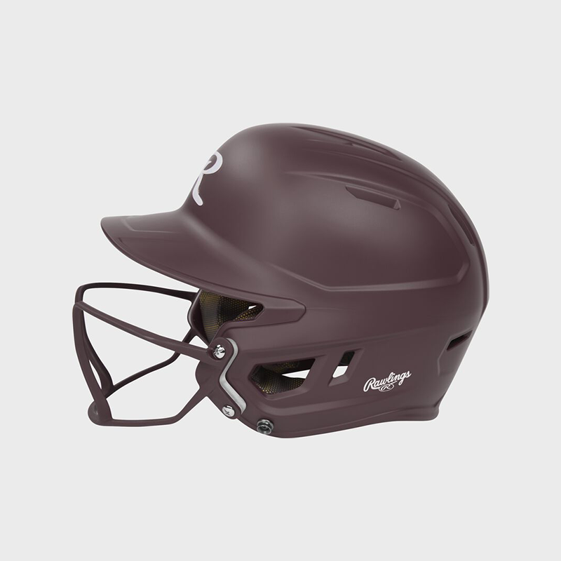 Rawlings Mach Hi-Viz  Matte 1-Tone Batting Helmet With Attached Viz Guard