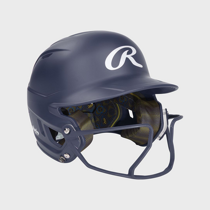 Rawlings Mach Hi-Viz  Matte 1-Tone Batting Helmet With Attached Viz Guard