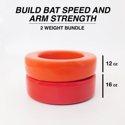 Markwort PowerSwing Baseball and Softball Donut Bat Weight Set - 12 Oz and 16 Oz