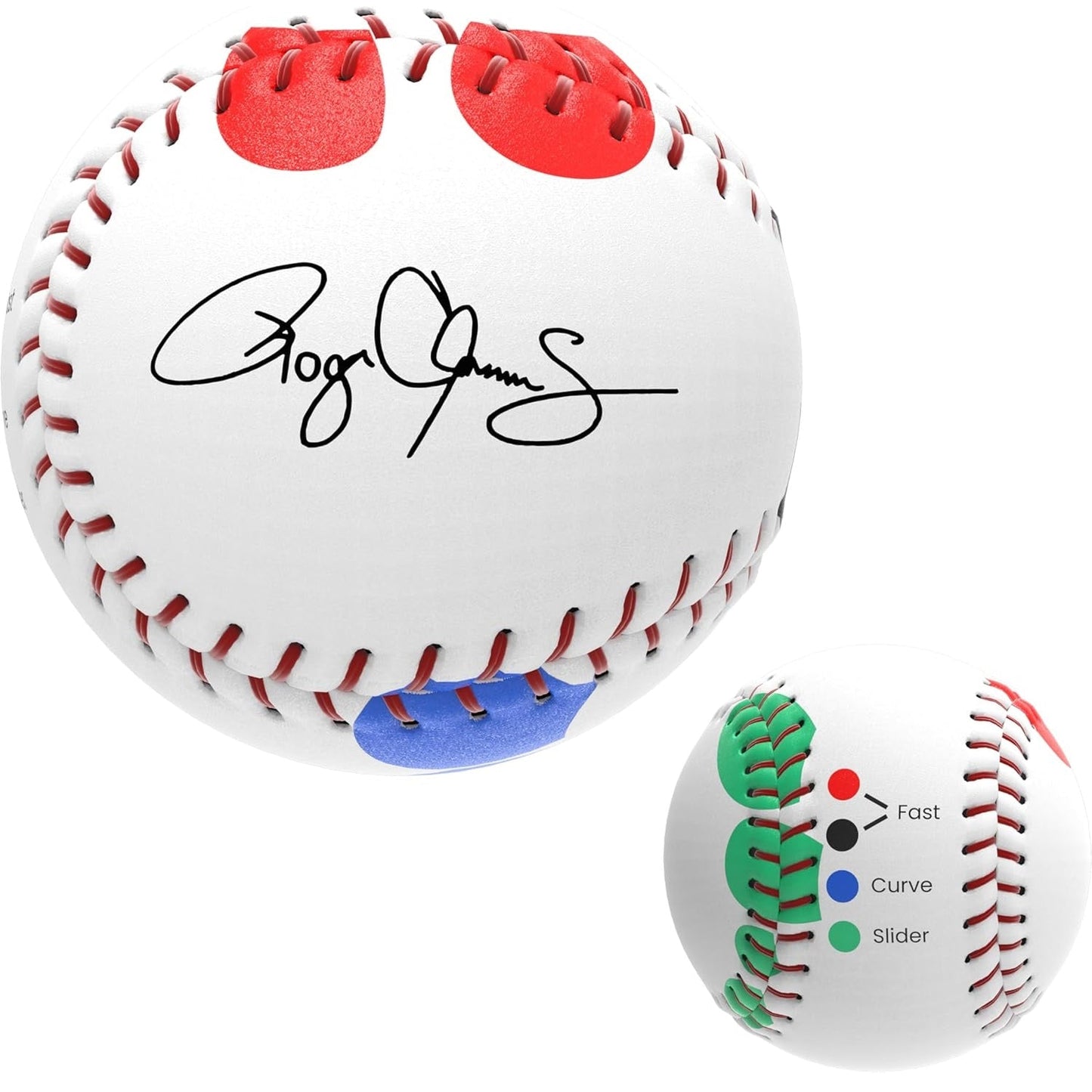 Roger Clemens Pitching Trainer Baseball with Color Coded Finger Placement Marks