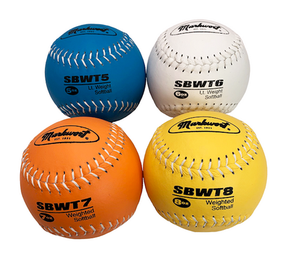 Markwort 12-Inch Weighted Training Softball Set Leather Cover - Set of 4 Balls